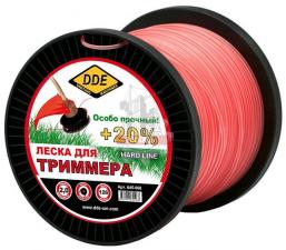 Корд триммерный на катушке DDE "Hard line" (круг армированный) 2,0 мм х 120 м, серый/красный